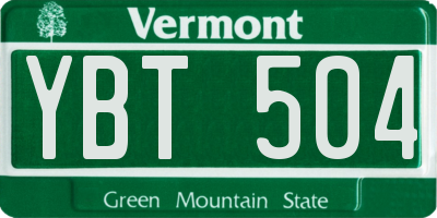 VT license plate YBT504