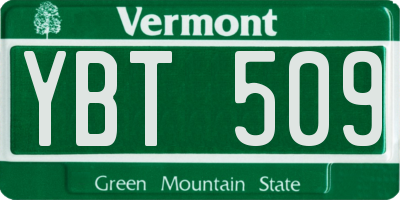 VT license plate YBT509