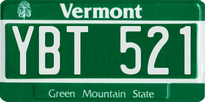 VT license plate YBT521