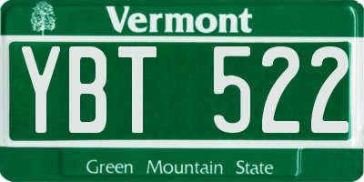 VT license plate YBT522