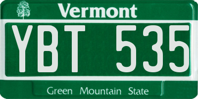 VT license plate YBT535