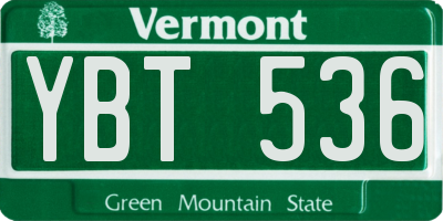 VT license plate YBT536