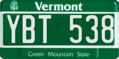 VT license plate YBT538