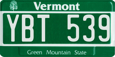 VT license plate YBT539