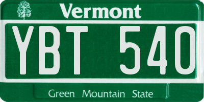 VT license plate YBT540