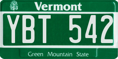 VT license plate YBT542