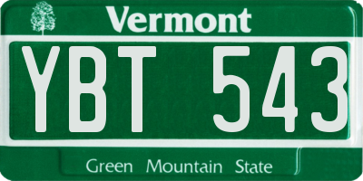 VT license plate YBT543