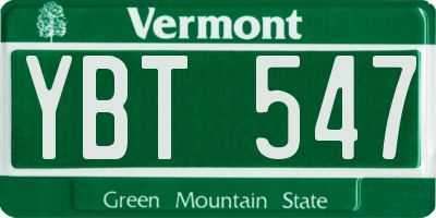 VT license plate YBT547