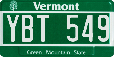 VT license plate YBT549