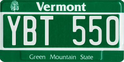VT license plate YBT550