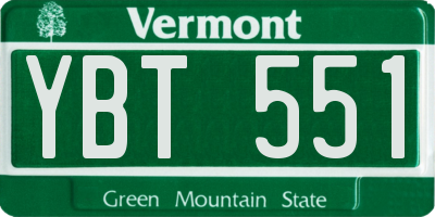 VT license plate YBT551