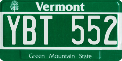 VT license plate YBT552
