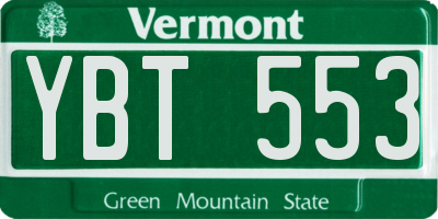 VT license plate YBT553