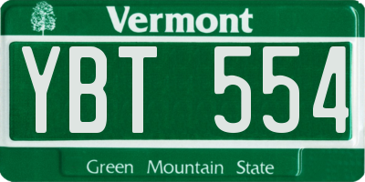 VT license plate YBT554