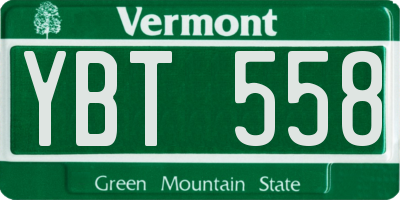 VT license plate YBT558