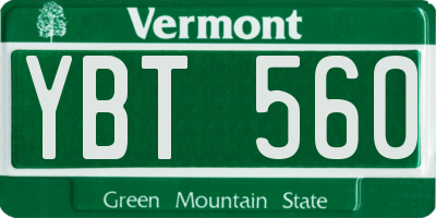 VT license plate YBT560
