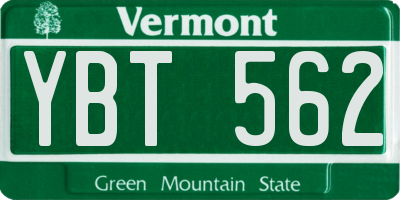 VT license plate YBT562