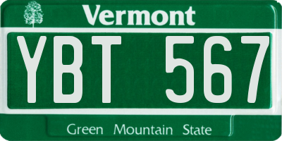 VT license plate YBT567