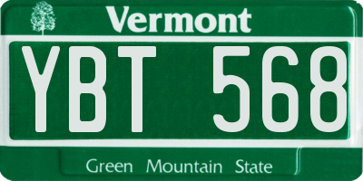VT license plate YBT568