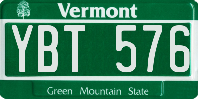 VT license plate YBT576