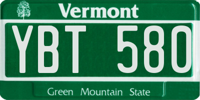 VT license plate YBT580