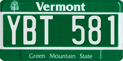 VT license plate YBT581
