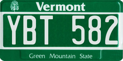 VT license plate YBT582