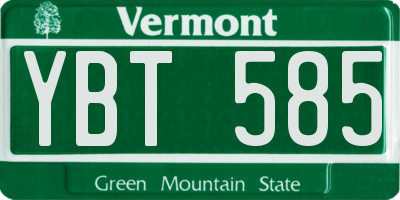 VT license plate YBT585