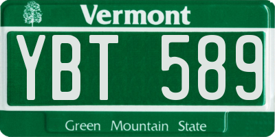 VT license plate YBT589