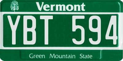 VT license plate YBT594