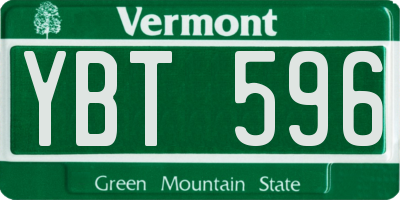VT license plate YBT596