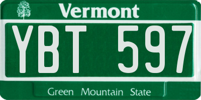 VT license plate YBT597