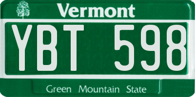 VT license plate YBT598