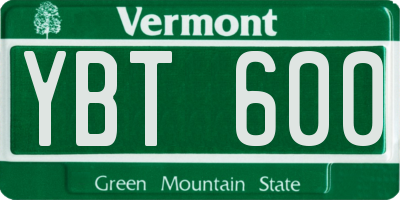 VT license plate YBT600