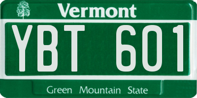 VT license plate YBT601