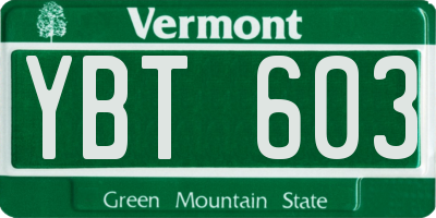 VT license plate YBT603