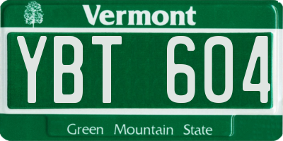 VT license plate YBT604