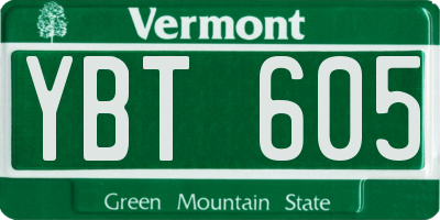 VT license plate YBT605
