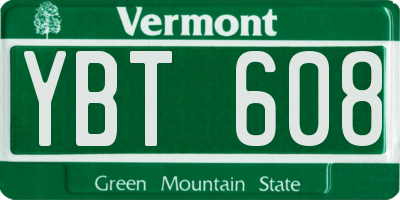 VT license plate YBT608