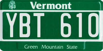 VT license plate YBT610