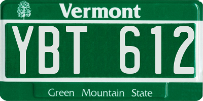 VT license plate YBT612