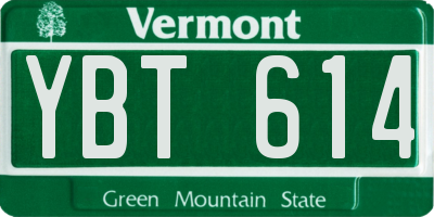 VT license plate YBT614