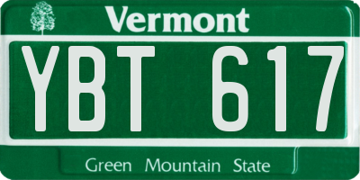 VT license plate YBT617
