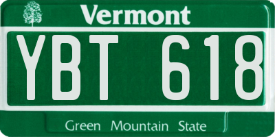 VT license plate YBT618