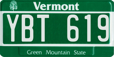 VT license plate YBT619