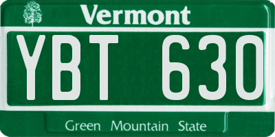 VT license plate YBT630