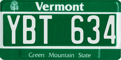 VT license plate YBT634