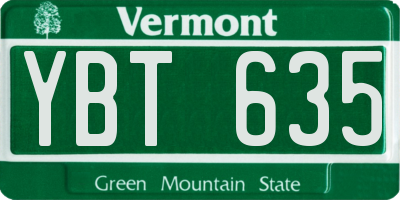 VT license plate YBT635