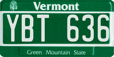 VT license plate YBT636