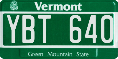 VT license plate YBT640